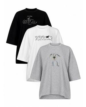 Clothes by Locker Room Set Of Three Oversized Graphic T-Shirts - Black