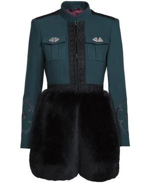 The Extreme Collection Faux Fur Crepe Jacket - Blue