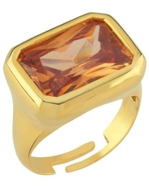 LINYA JEWELLERY Nova Large Champagne Crystal Stone Ring - Metallic