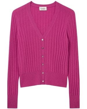 Loop Cashmere Cashmere Wide Rib Cardigan - Pink