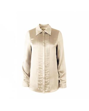 Solgo Atelier Solgo Pleated Silk Charmeuse Shirt - Natural