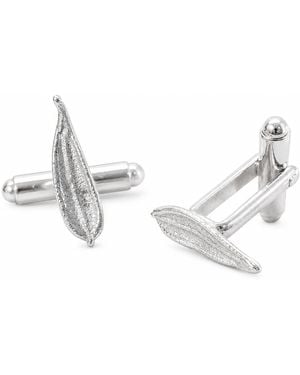 Mother Nature Jewelry Leaf Cufflinks, Suit Accessories - Metallic