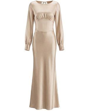 Aisl Satin Gathered Waist Maxi Dress - Natural