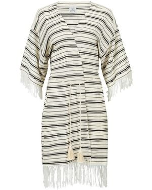 Boutique Kaotique Moroccan Beach Cover Up Stripes - White