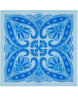 Otway & Orford 'Kaleidoscope' Paisley Silk Pocket Square - Blue