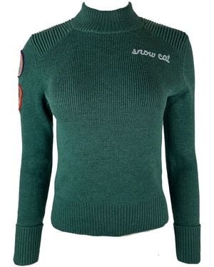 Team Event Snow Cat Embroidered & Decorated Ski Sweater Color: Spruce - Green