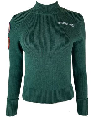 Team Event Snow Cat Embroidered & Decorated Ski Sweater Color: Spruce - Green