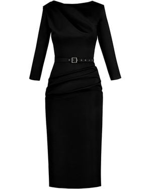 ALINA CERNĂTESCU Ibis Midi Office Day Viscose Dress - Black