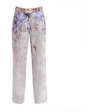 Lalipop Design Abstract Floral Print Wide-Leg Trousers - Grey