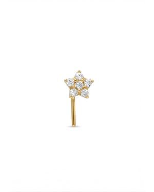 Zahav Jewelry 14K Solid 24G Star Cz L-Shape Nose Stud - White