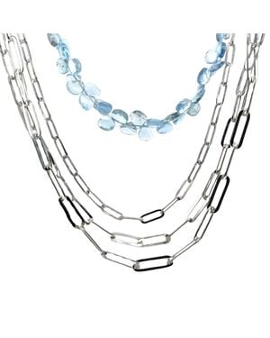 Lori Kaplan Design Multi Strand Sterling And Aquamarine Necklace - Metallic