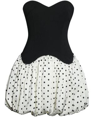 Miss Circle New York Dahliana Polka Dot Bubble Hem Corset Mini Dress - Black