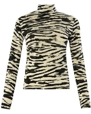 Exquise Laylani Zebra Print Turtleneck Knit Top - Multicolour