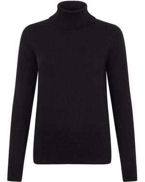 Paul James Knitwear Terri Ultra-Fine Cotton Roll Neck Long Sleeve Sweater - Black