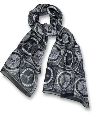 VETKA Long Cotton Scarf Clock - Blue