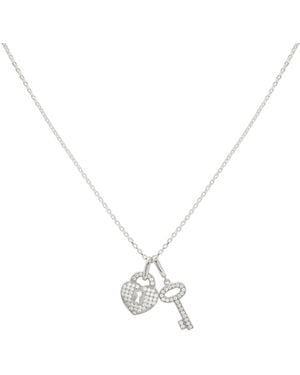 Kaizarin Heart And Key Charm Necklace - Metallic