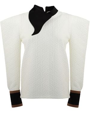 Julia Allert Fashion Asymmetrical Collar Blouse - White