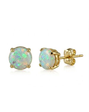Spero London 9Ct Solid Natural Opal Stud Earrings - Blue