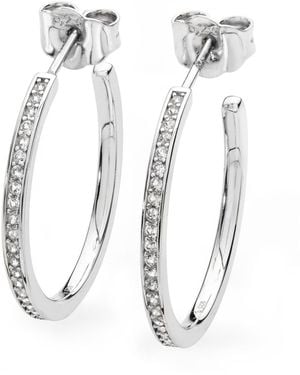 Lucy Quartermaine Solid Sterling Skinny Drip Medium Hoops - Metallic