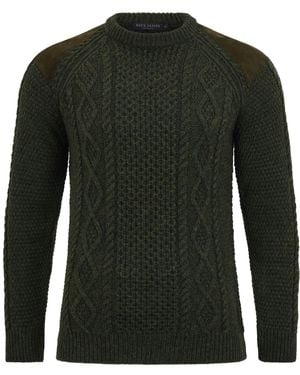 Paul James Knitwear Chunky Merino Wool Archie Shooting Sweater - Green