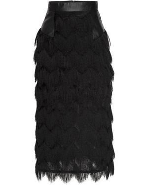 LAHIVE Valentina Multi-Length Fringe Skirt - Black