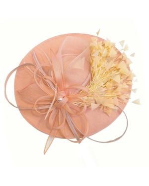 Cy Boutique Statement Fascinator Hat With Feather Detail - Pink