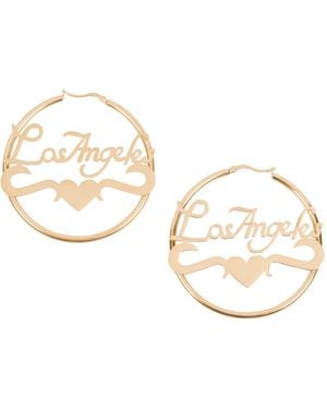 Black Cake City Of Angels Los Angeles Nameplate Hoop Earrings - Metallic