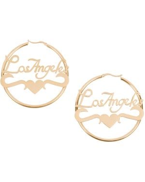 Black Cake City Of Angels Los Angeles Nameplate Hoop Earrings - Metallic
