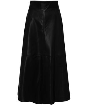 The Extreme Collection Jet Faux Leather Midi Skirt - Black
