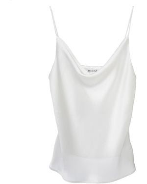 MIONÈ Silk Camisole Top With Draped Detail - White