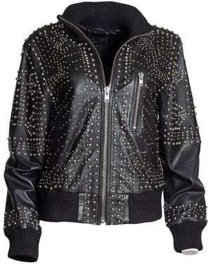 Zasta Studio Studd Muffin Studded Leather Jacket - Black