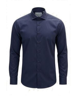 Ron Tomson Non-Iron Pure Cotton Spread Collar Dress Shirt - Blue