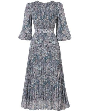 John Abgin Chiffon Paisley Printed Maxi Dress - Gray