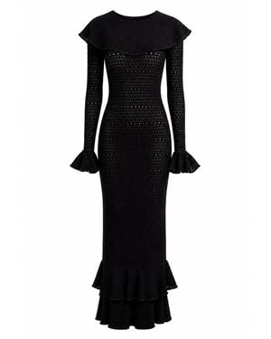 Maui X Lolita Madonna Lace Knit Ruffled Dress - Black