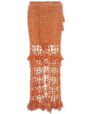 Andreeva Chrysanthemum Handmade Crochet Skirt - Orange