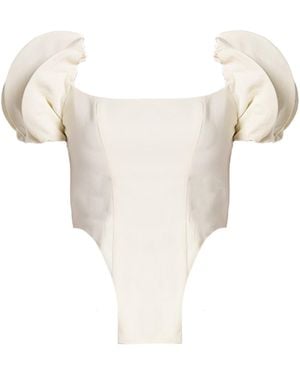 28Natelier Puff Puff Sleeve Top - White