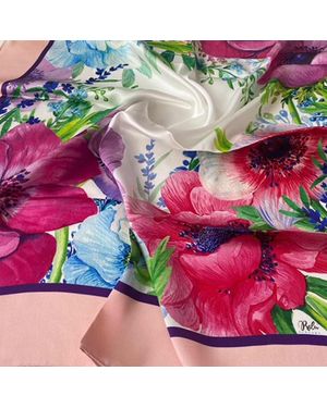 Ralufineart Windflowers Silk Scarf - Pink