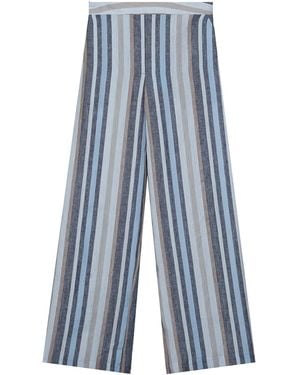 InAvati Striped Wide-Leg Linen Pants - Blue