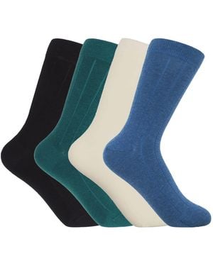 Peper Harow - Made in England Four Pairs Cashmere Socks Bundle – Cream - Blue