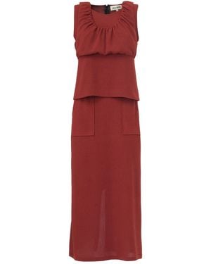 Julia Allert Summer Crinkled Sleeveless Top & Long Skirt Set - Red