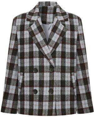 Thisisu Collection Mara Plaid Wool Blend Jacket – Khaki - Grey