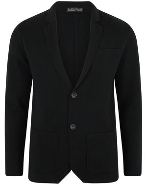 Paul James Knitwear Lightweight Cotton Cornelius Formal Knitted Blazer - Black