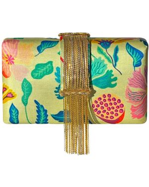 Simitri Valley Fringe Clutch Bag - Blue