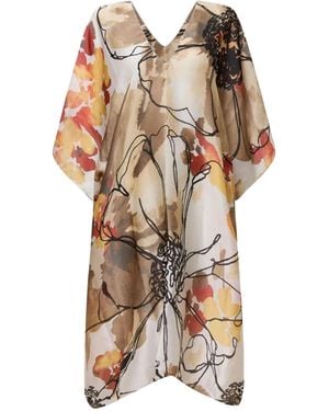 James Lakeland Floral Sketch Kaftan - White