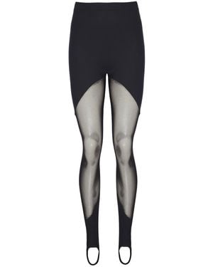 No'design Asymmetric Cut Elastic Hem Leggings - Blue