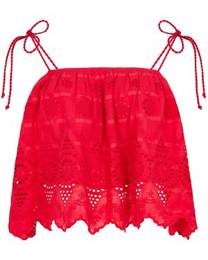 Raffya Rufa Spaghetti Strap Embroidered Cami