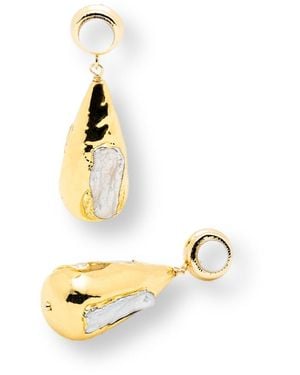 Divine Aria Natural Fresh Waterr Pearl Dangle Statement Earrings Indian Plated - Metallic