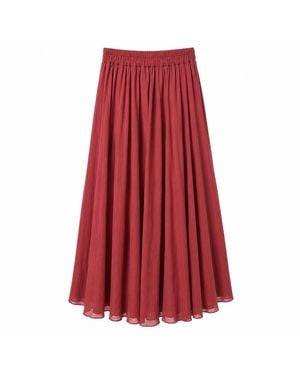 IZABELA MANDOIU Burgundy Flowing Midi Skirt - Red