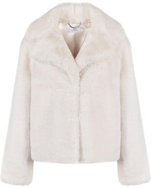 ISSY LONDON Neutrals Loren Jacket Vegan Luxe Soft Faux Fur Cream - White