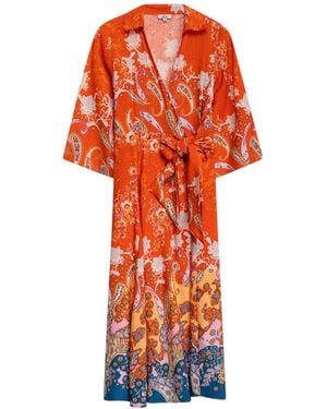Niza Floral Kimono Dress Havana - Orange